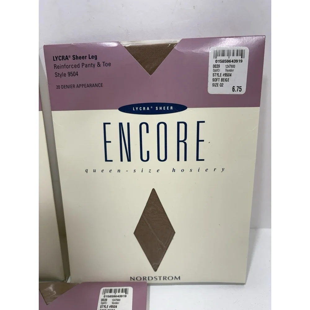 Nordstrom Encore Queen size hosiery pantyhose Lot Of 3 Sz Q2 Soft Beige 02 9504‎